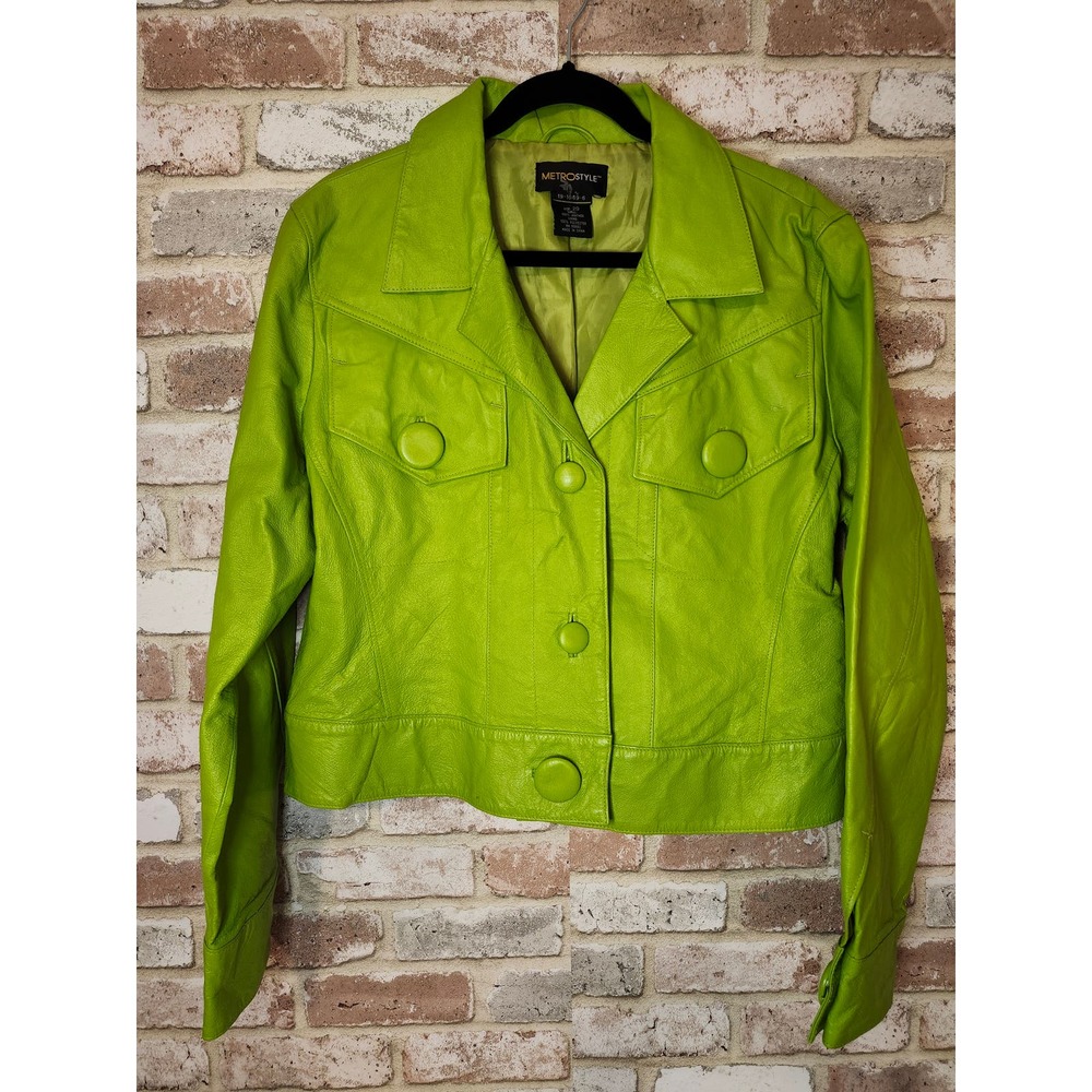 Metrostyle Lime Green Leather Jacket